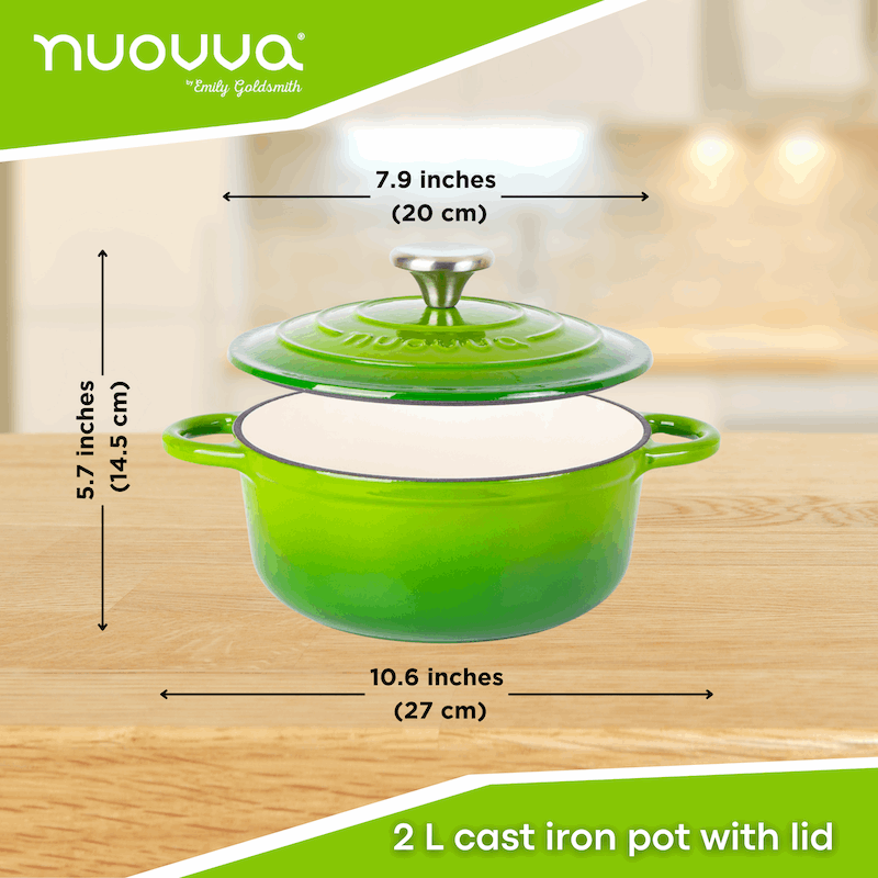 Enamelled Cast Iron Dutch Oven Casserole Pot (22cm, 24cm, 28cm & 30cm), Nuovva
