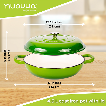32cm Enamelled Cast Iron Shallow Casserole Dish with Lid – 3.5L, Nuovva