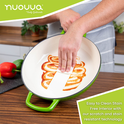 Shallow Enamelled Cast Iron Dutch Oven Casserole Pot (30cm & 32cm), Nuovva