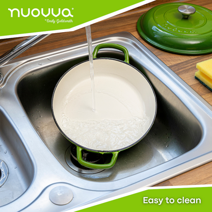 Shallow Enamelled Cast Iron Dutch Oven Casserole Pot (30cm & 32cm), Nuovva