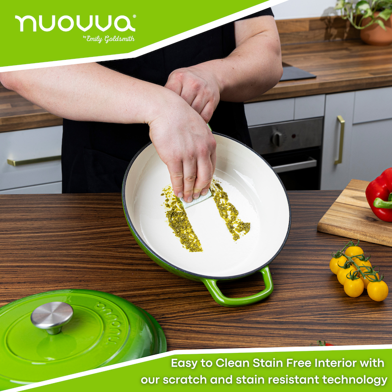 Shallow Enamelled Cast Iron Dutch Oven Casserole Pot (30cm & 32cm), Nuovva