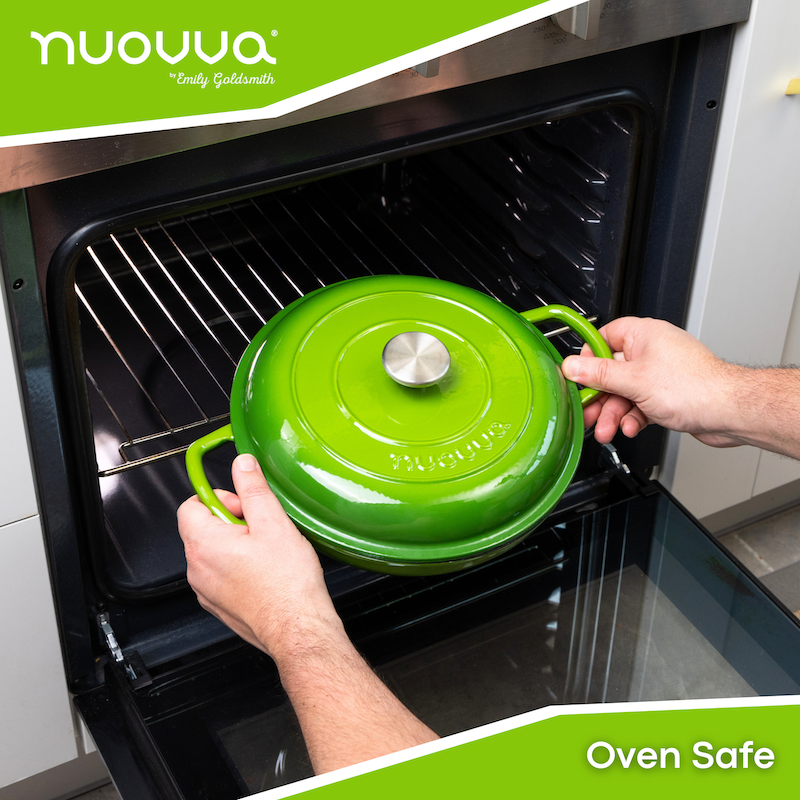 Shallow Enamelled Cast Iron Dutch Oven Casserole Pot (30cm & 32cm), Nuovva