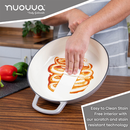 Shallow Enamelled Cast Iron Dutch Oven Casserole Pot (30cm & 32cm), Nuovva