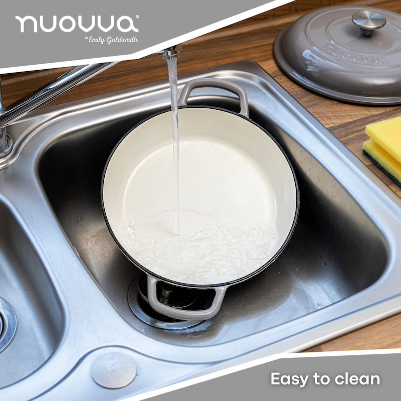Shallow Enamelled Cast Iron Dutch Oven Casserole Pot (30cm & 32cm), Nuovva