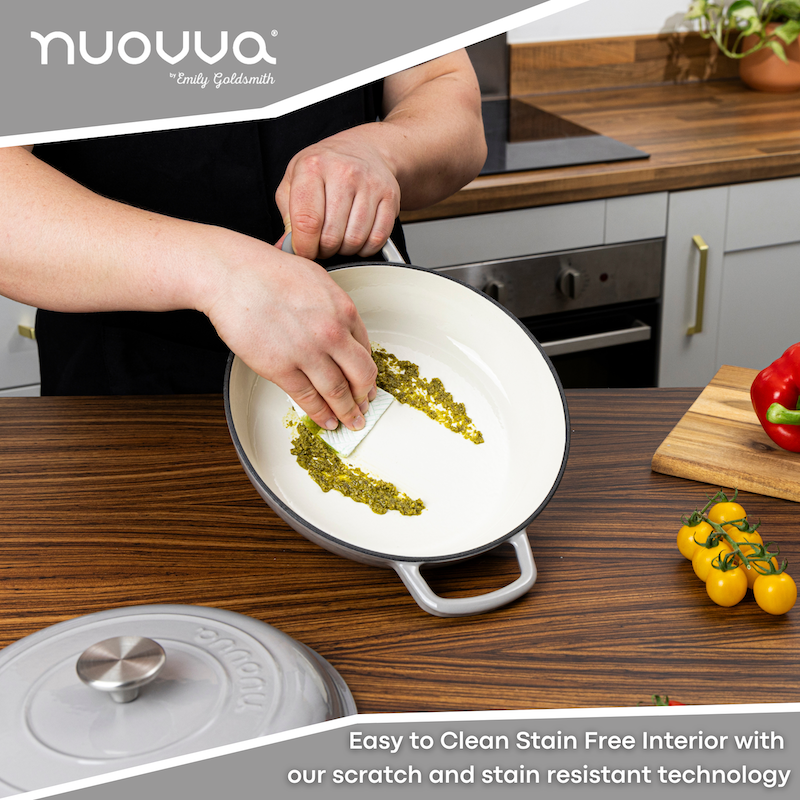Shallow Enamelled Cast Iron Dutch Oven Casserole Pot (30cm & 32cm), Nuovva