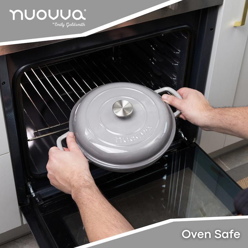 Shallow Enamelled Cast Iron Dutch Oven Casserole Pot (30cm & 32cm), Nuovva