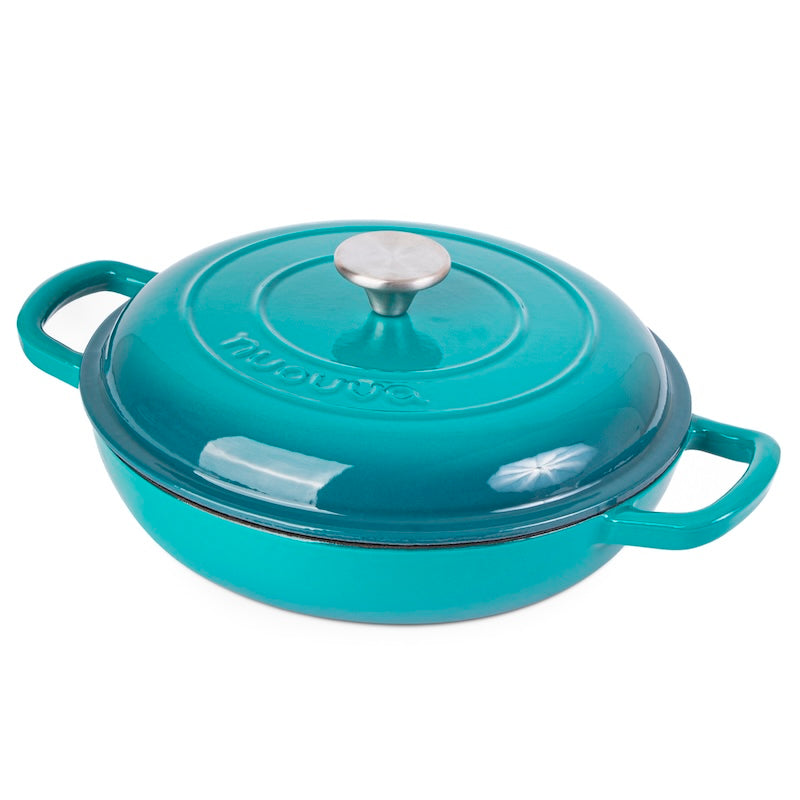 Shallow Enamelled Cast Iron Dutch Oven Casserole Pot (30cm & 32cm), Nuovva