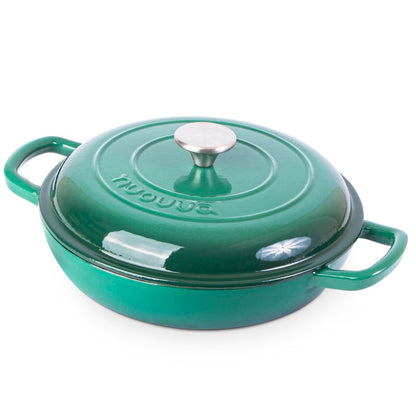 Shallow Enamelled Cast Iron Dutch Oven Casserole Pot (30cm & 32cm), Nuovva
