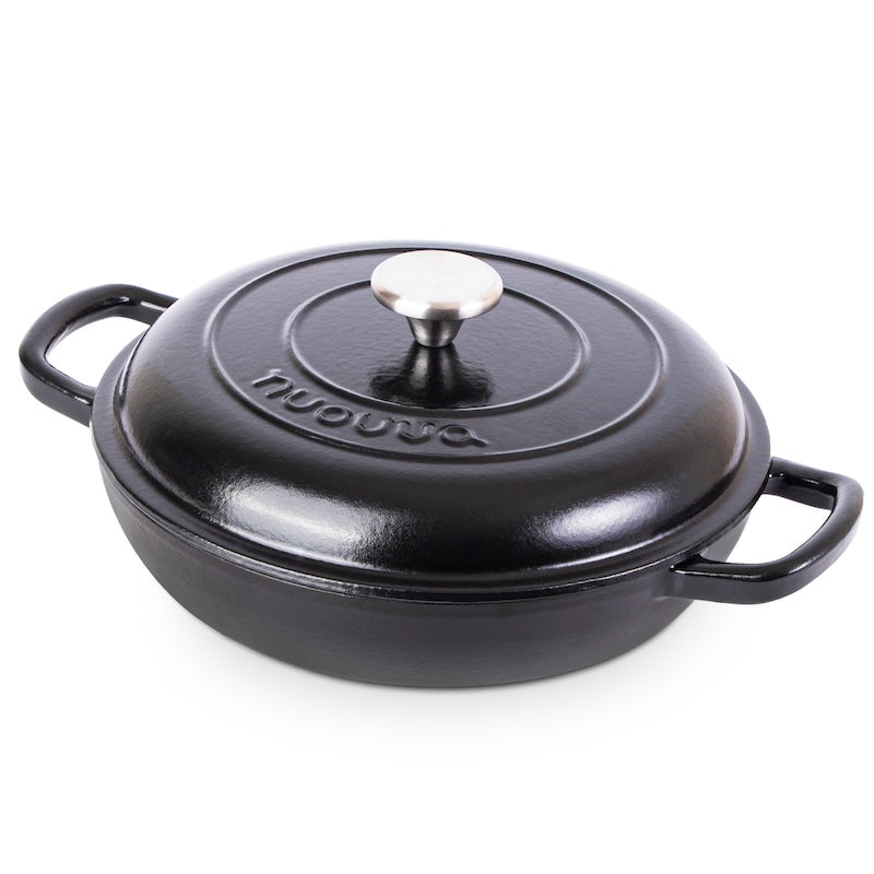 Shallow Enamelled Cast Iron Dutch Oven Casserole Pot (30cm & 32cm), Nuovva