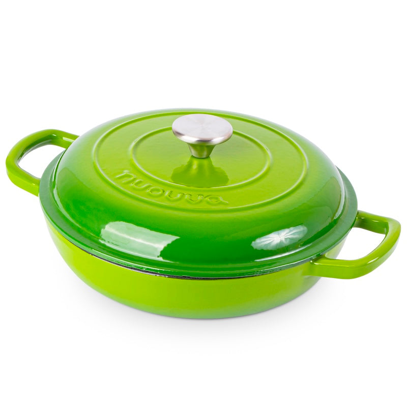 Shallow Enamelled Cast Iron Dutch Oven Casserole Pot (30cm & 32cm), Nuovva