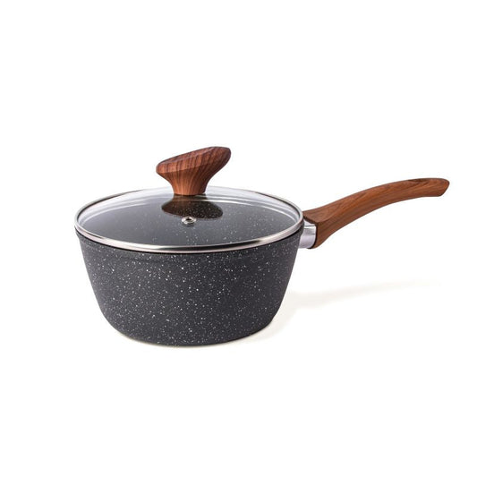 Marble Granite Non-Stick Saucepan with Lid (16cm, 18cm, 2-Piece & 3-Piece), Nuovva