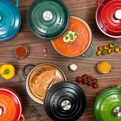 Shallow Enamelled Cast Iron Dutch Oven Casserole Pot (30cm & 32cm), Nuovva
