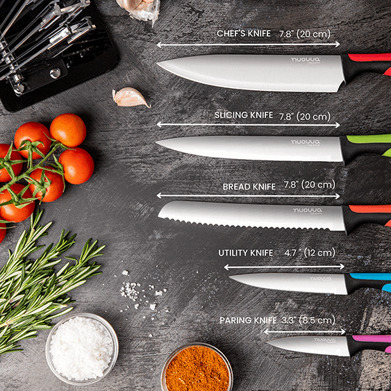 7-Piece  Kitchen Knife Set with Rotating Block, Nuovva