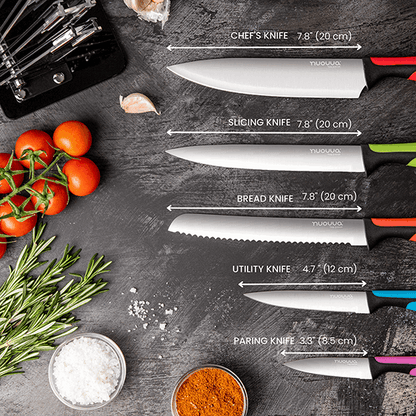 7-Piece  Kitchen Knife Set with Rotating Block, Nuovva