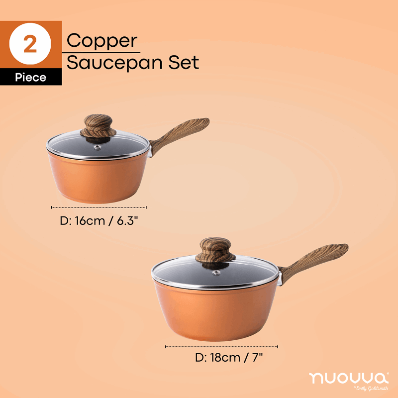 2-Piece Non-Stick Saucepan Set with Lids, Nuovva