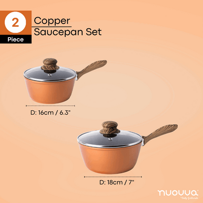 2-Piece Non-Stick Saucepan Set with Lids, Nuovva