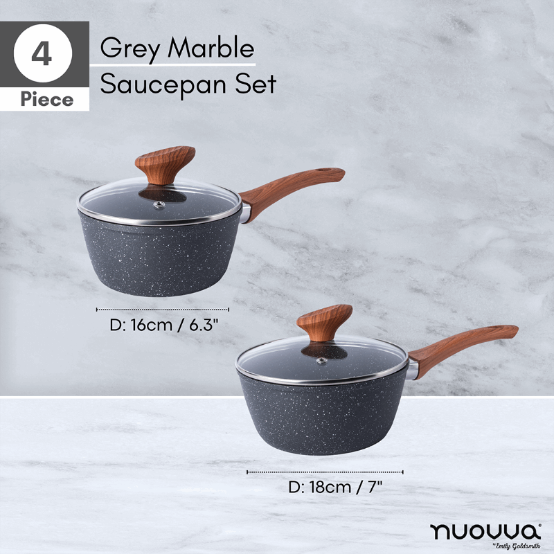2-Piece Non-Stick Saucepan Set with Lids, Nuovva