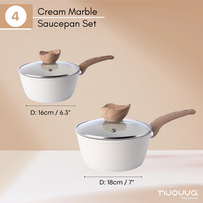 2-Piece Non-Stick Saucepan Set with Glass Lids (16cm & 18cm), Nuovva