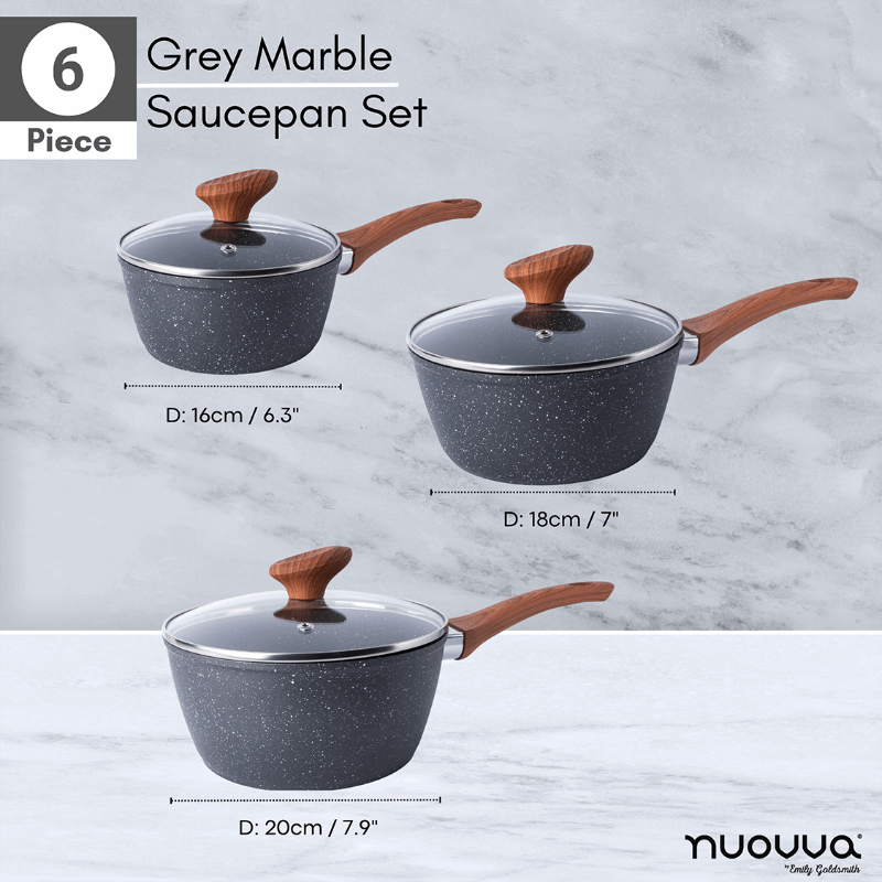 3-Piece Non-Stick Saucepan Set with Lids, Nuovva
