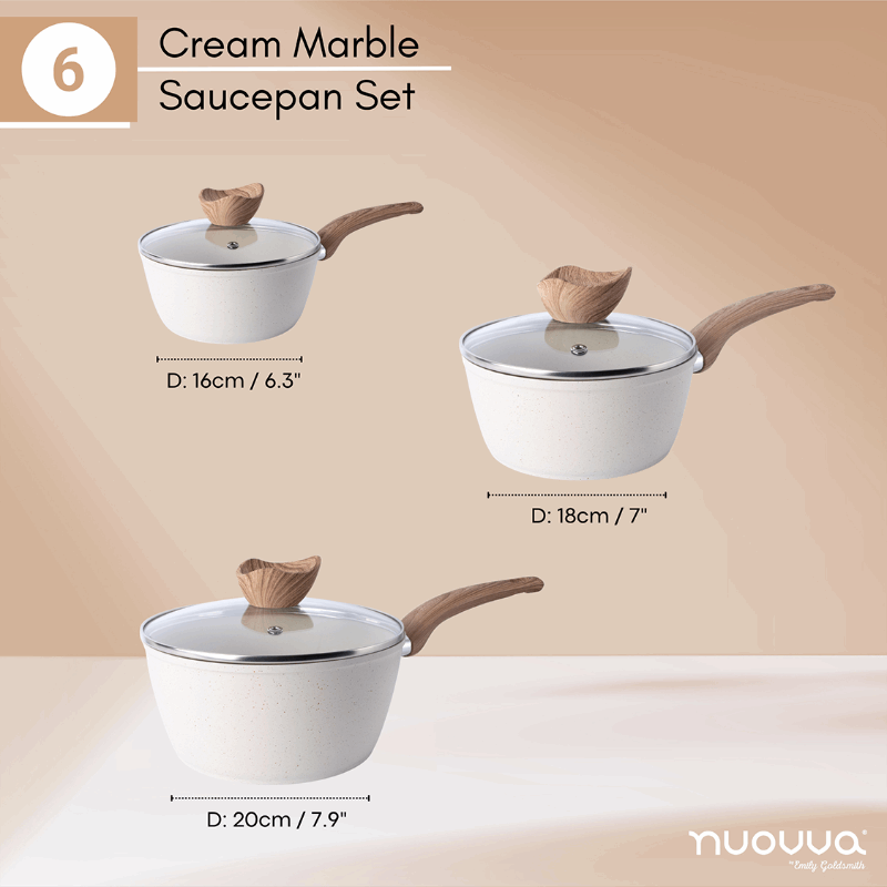 3-Piece Non-Stick Saucepan Set with Lids, Nuovva