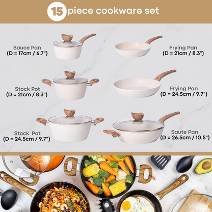 15-Piece Non-Stick Kitchen Cookware Set with Lids , Nuovva