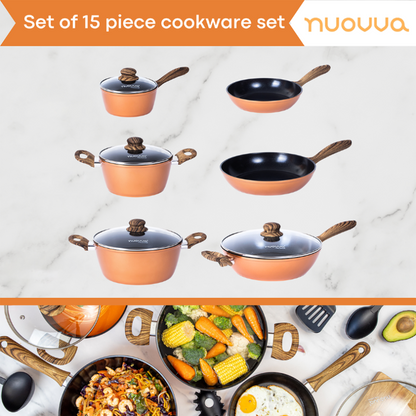 15-Piece Non-Stick Kitchen Cookware Set with Lids , Nuovva