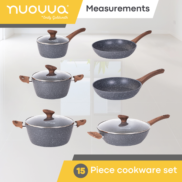 15-Piece Non-Stick Kitchen Cookware Set with Lids , Nuovva