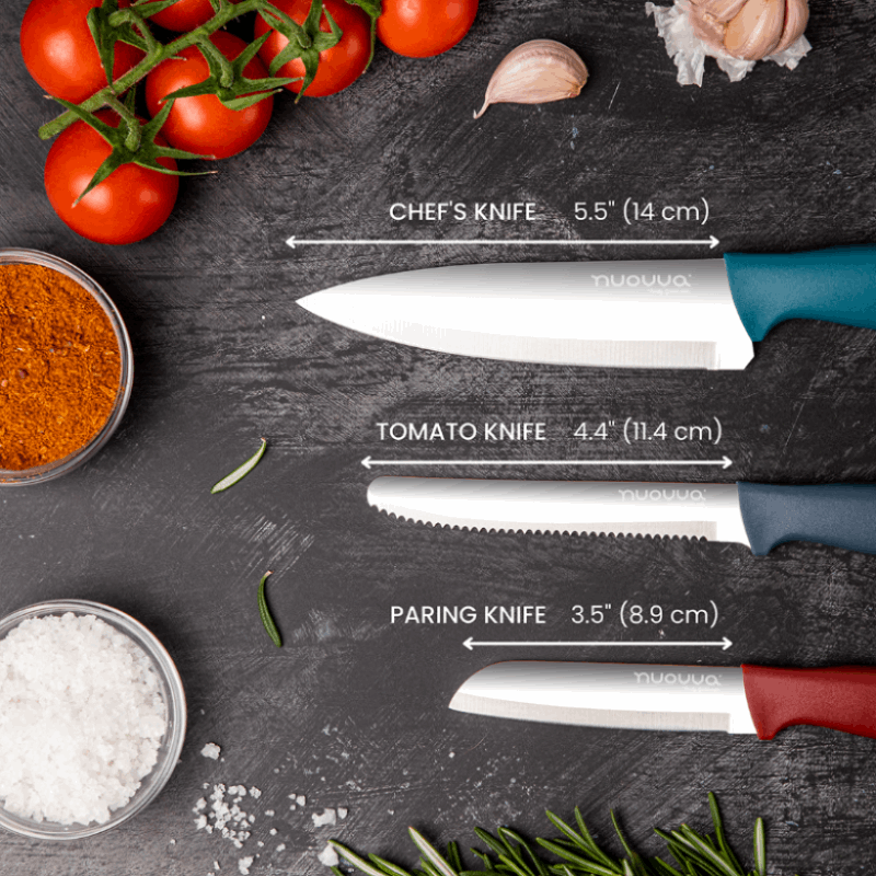 3-Piece Stainless Steel Non-Stick Kitchen Knife Set, Nuovva
