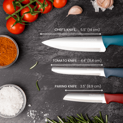 3-Piece Stainless Steel Non-Stick Kitchen Knife Set, Nuovva
