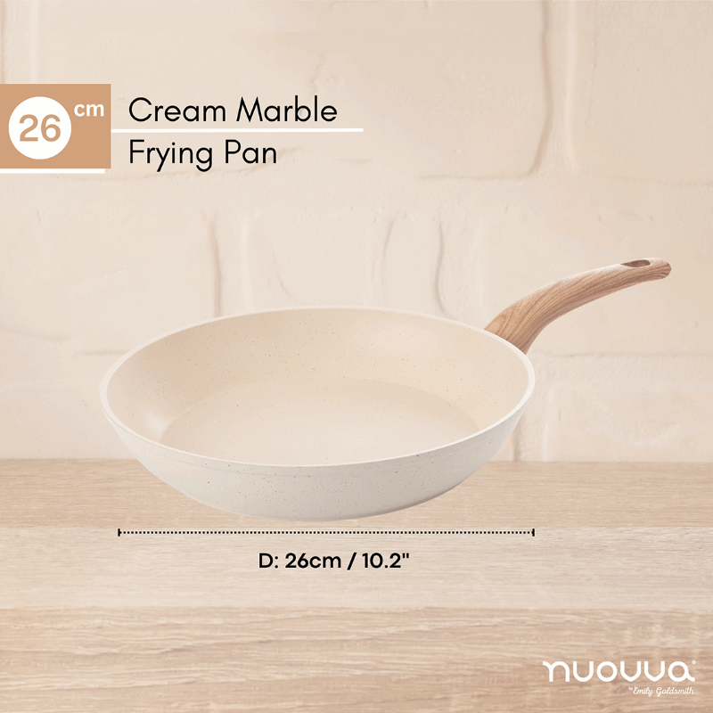 Cream Induction Non-Stick Frying Pan (18cm, 20cm & 26cm), Nuovva