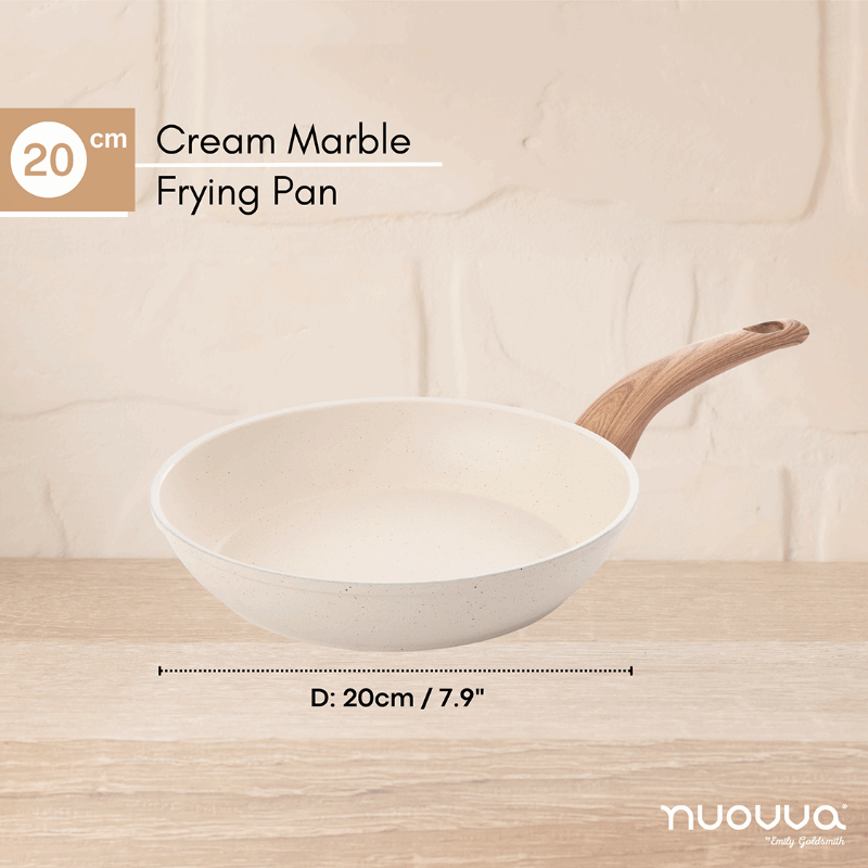 Cream Induction Non-Stick Frying Pan (18cm, 20cm & 26cm), Nuovva