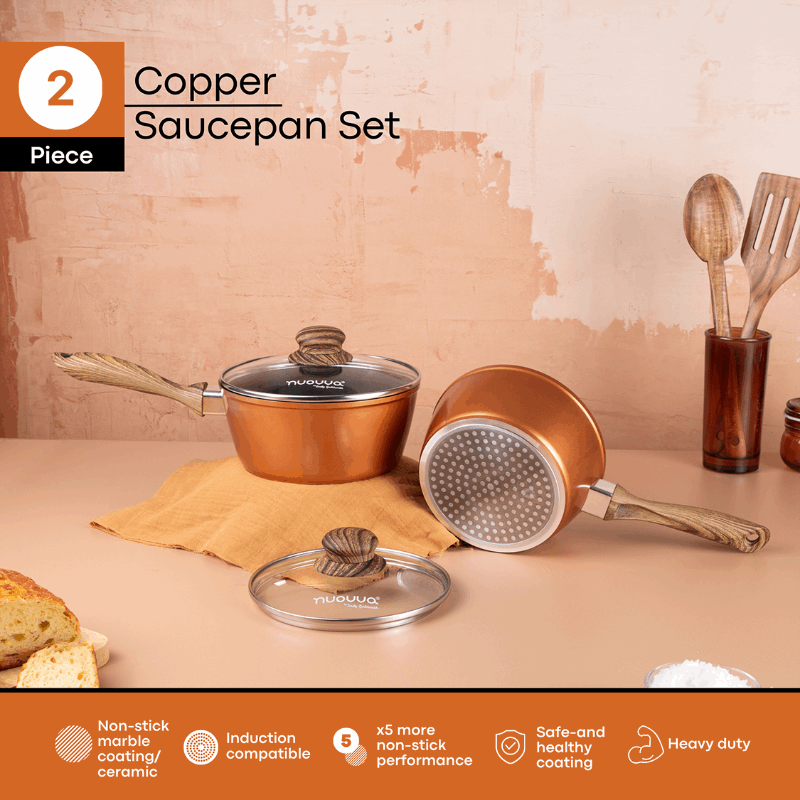 2-Piece Non-Stick Saucepan Set with Lids, Nuovva