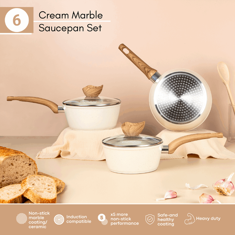 3-Piece Non-Stick Saucepan Set with Lids, Nuovva