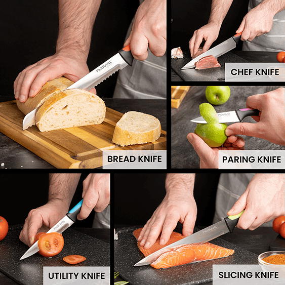 7-Piece  Kitchen Knife Set with Rotating Block, Nuovva