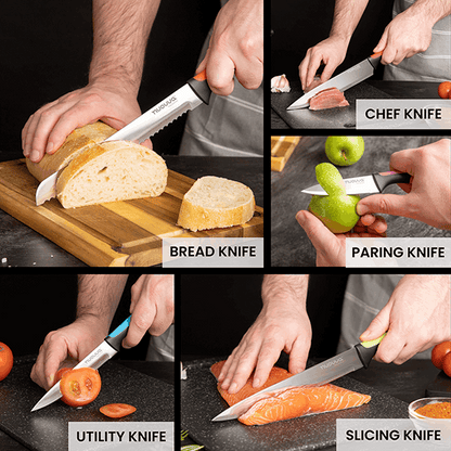 7-Piece  Kitchen Knife Set with Rotating Block, Nuovva