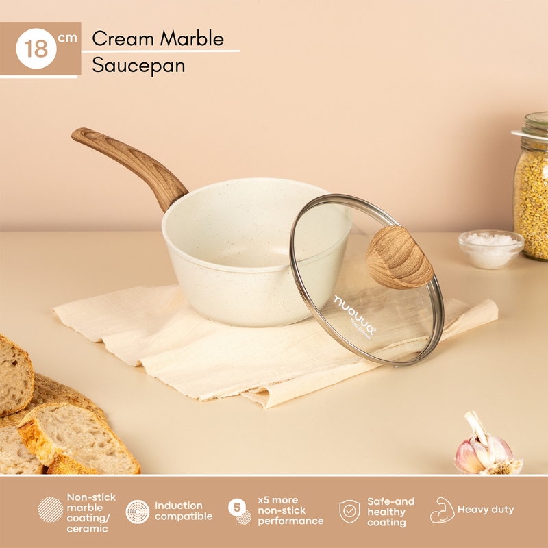 Non-Stick Saucepan with Lid (16cm, 18cm, 2-Piece & 3-Piece), Nuovva