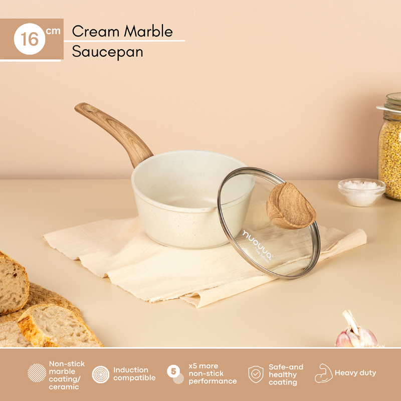 Non-Stick Saucepan with Lid (16cm, 18cm, 2-Piece & 3-Piece), Nuovva