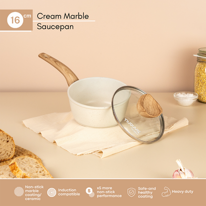 Non-Stick Saucepan with Lid (16cm, 18cm, 2-Piece & 3-Piece), Nuovva