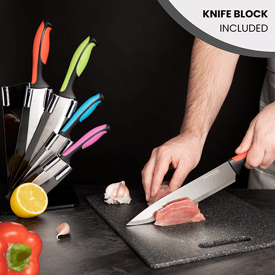 7-Piece  Kitchen Knife Set with Rotating Block, Nuovva