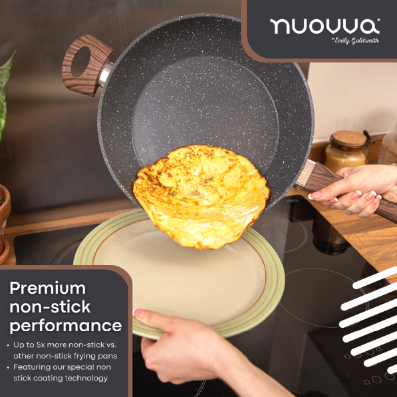 28cm Non-Stick Sauté Pan with Glass Lid, Nuovva