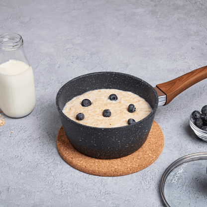 Non-Stick Saucepan with Lid (Multiple Sizes & Multiple Colours) by Nuovva