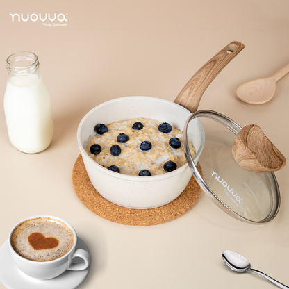 2-Piece Non-Stick Saucepan Set with Glass Lids (16cm & 18cm), Nuovva