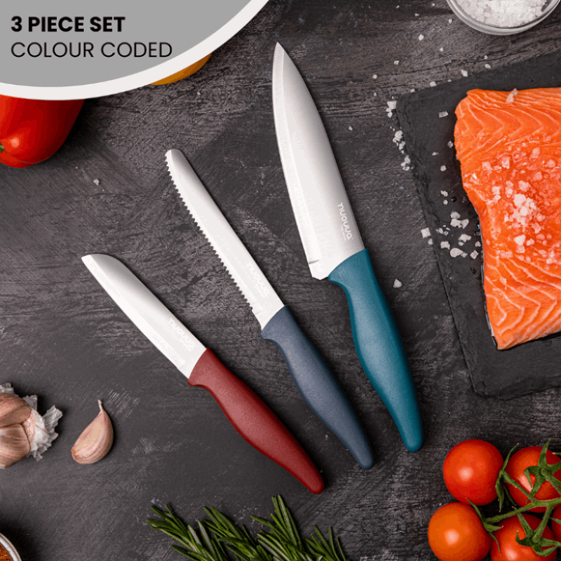 3-Piece Stainless Steel Non-Stick Kitchen Knife Set, Nuovva