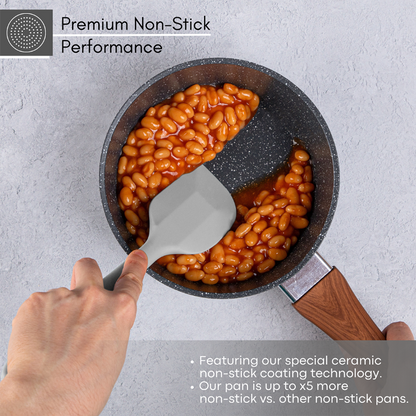 Marble Granite Non-Stick Saucepan with Lid (16cm, 18cm, 2-Piece & 3-Piece), Nuovva