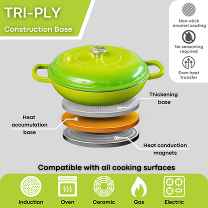 30cm Enamelled Cast Iron Shallow Dutch Oven Casserole Pot – 3.9L, Nuovva