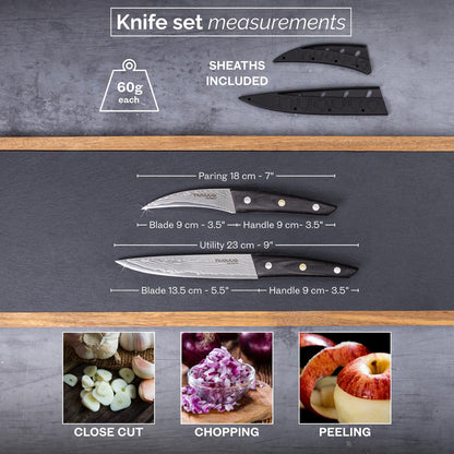Japanese Style Damascus Kitchen Knife Set, Nuovva