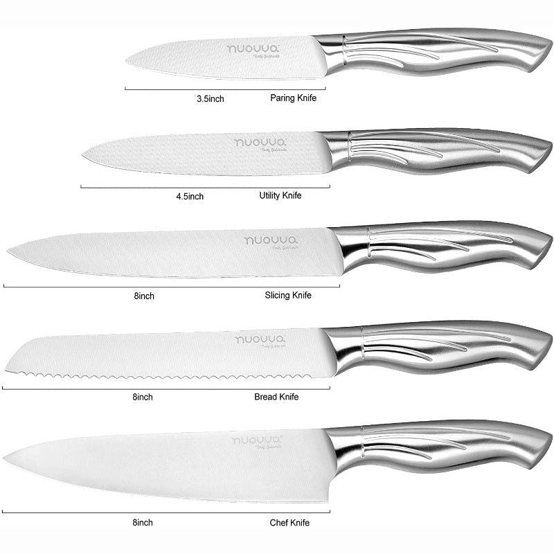 5-Piece Stainless Steel Kitchen Knife Set with Acrylic Block, Nuovva