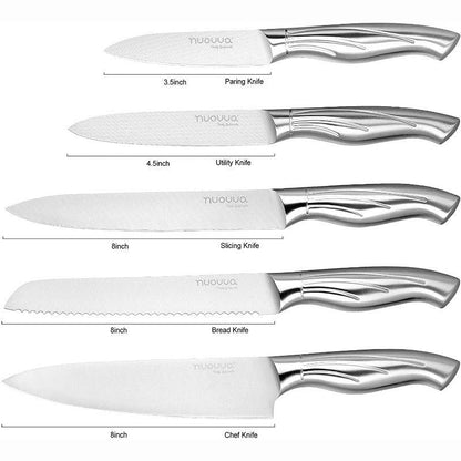 5-Piece Stainless Steel Kitchen Knife Set with Acrylic Block, Nuovva