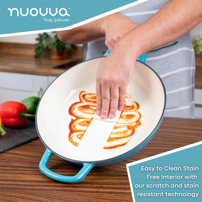 Shallow Enamelled Cast Iron Dutch Oven Casserole Pot (30cm & 32cm), Nuovva