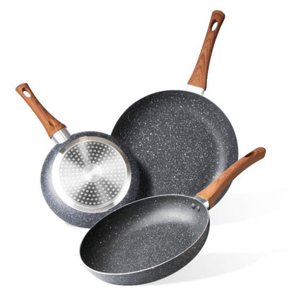 3-Piece Non-Stick Frying Pan Set (20cm, 24cm & 28cm), Nuovva